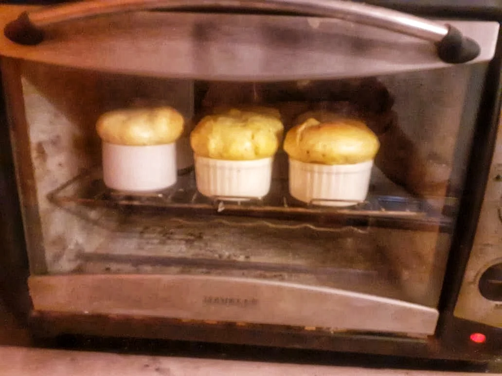 French souffle rising in the oven of Sita cultural center in Pondicherry