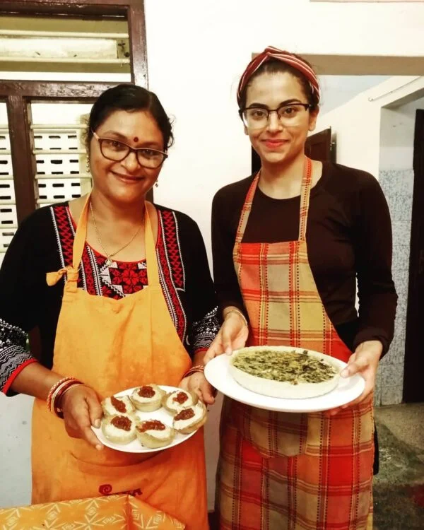 Happy guests after a cooking class with Manisha at Sita cultural center