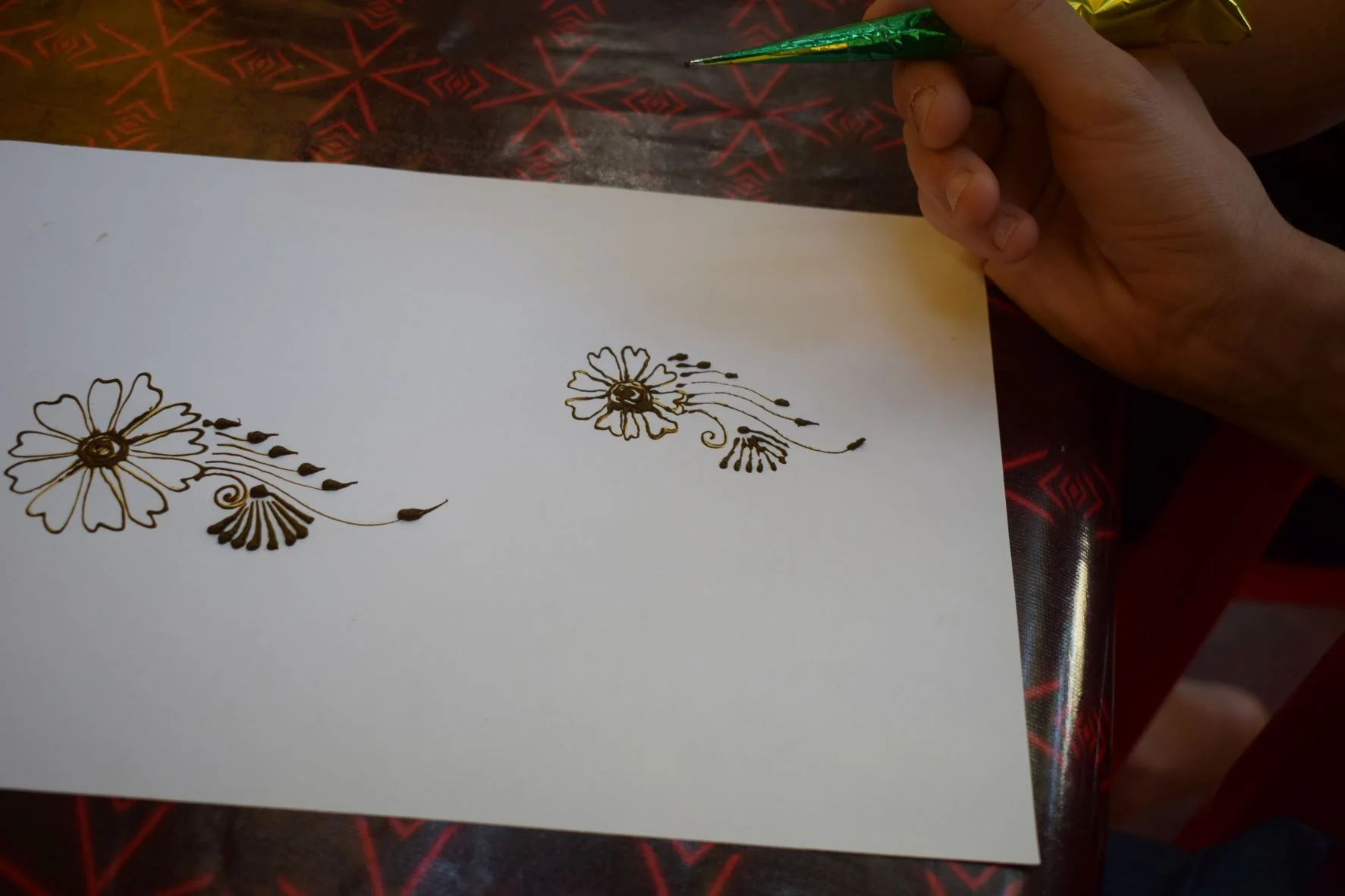 hands-on practise of mehendi, traditional henna at Sita cultural center