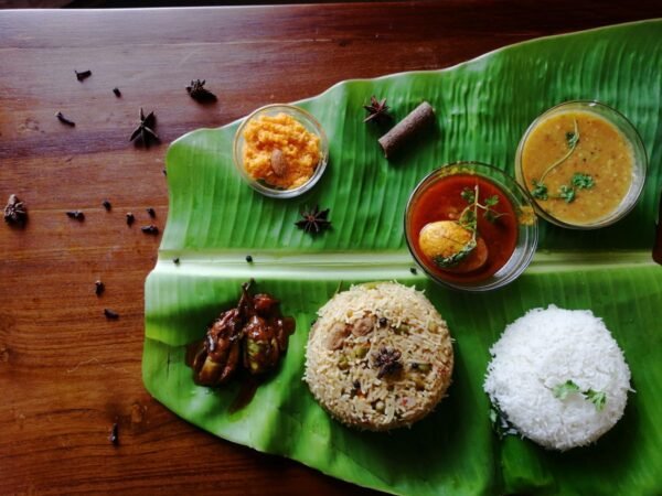 un repas du sud de l'Inde, le thali meals du centre culturel Sita