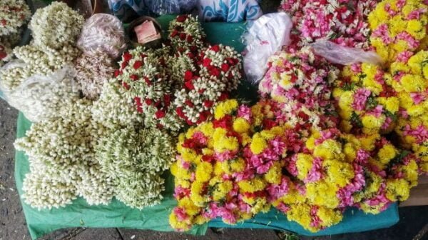 discover all the kind of flowers to make garlands in Pondicherry India with Sita cultural center